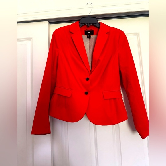 H&M Women's Double Button Red  Blazer Jacket - Picture 1 of 5